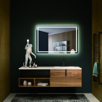 HOKO® Köln - Espejo de baño con LED (50 x 70 cm, sin vaho y reloj